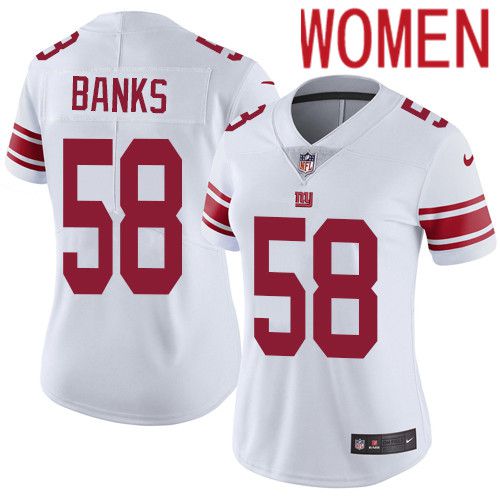 Women New York Giants 58 Carl Banks Nike White Vapor Limited NFL Jersey